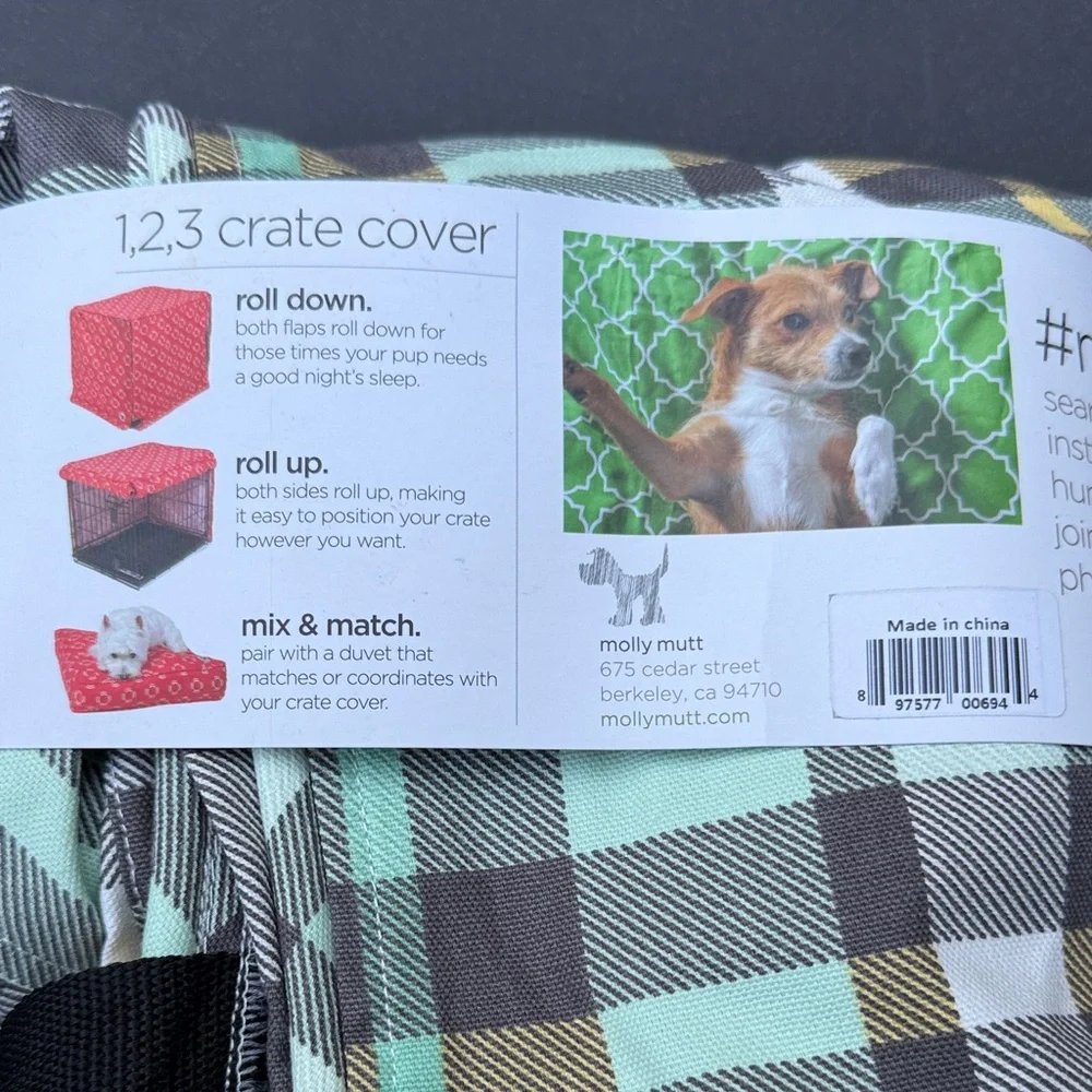 Plaid Dog Crate Cover - Yellow, Gray, Green